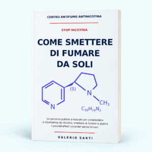 Copertina del libro Come smettere di fumare da soli di Valerio Sarti su sfondo azzurro chiaro